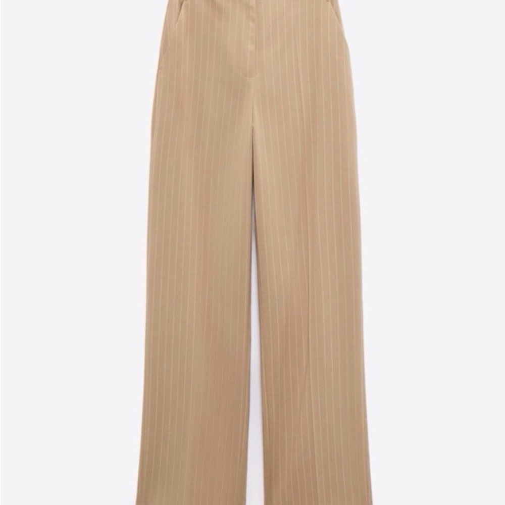 Zara Tan Beige Wide Leg Trousers Made in Spain Pants NWT size XL